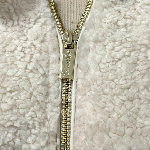 Calvin Klein Sherpa Style Cream Teddy Sweatshirt Jacket Large - Picture 4 of 9